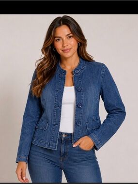 Levis Strauss Signature Denim Jean Jacket Women's large Buttons fitted SZ M